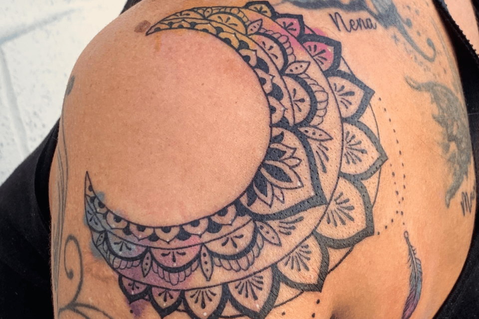 Moon Mandala Tattoo Source @ruthbautistatattoos via Instagram