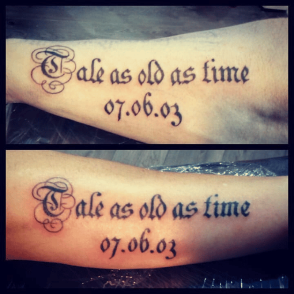 Special Date Matching Tattoo Source @crimsonrosetattoo via Facebook