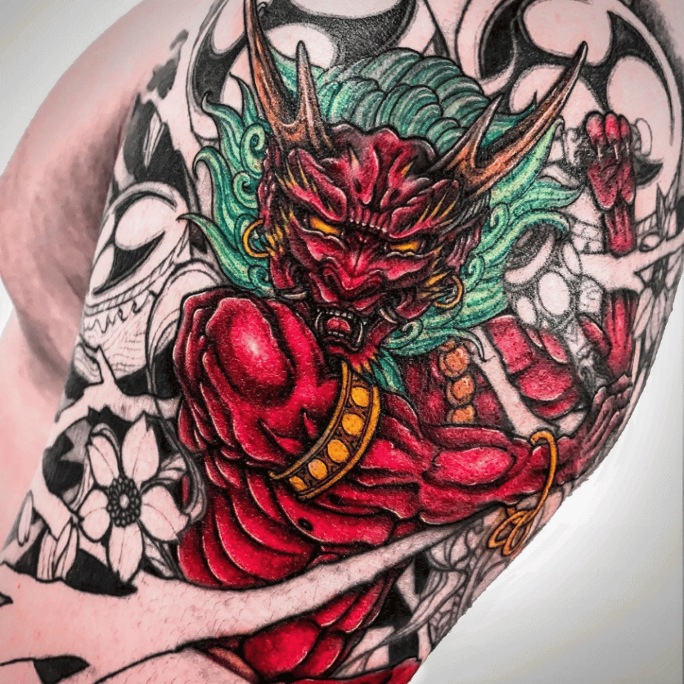 Thunderous Raijin's Fury Japanese Tattoo Source @nam.misfits Instagram