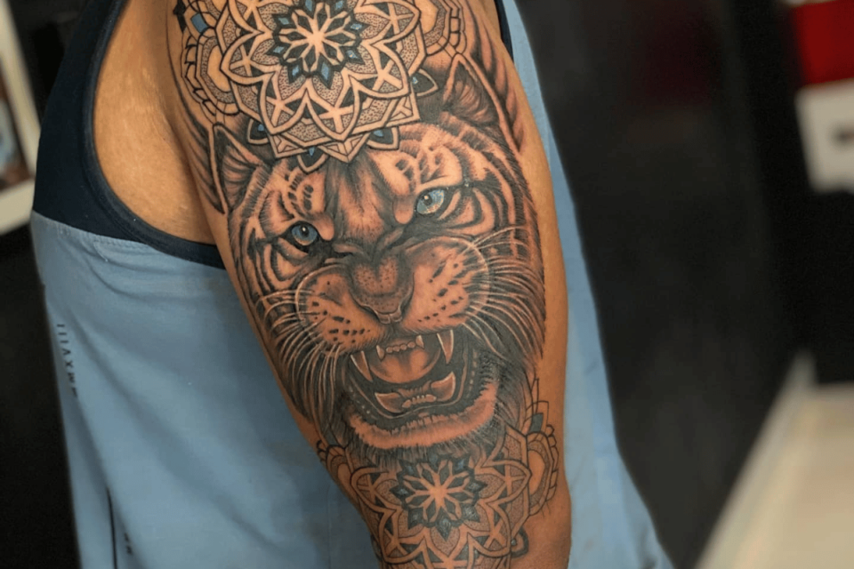 Tiger Mandala Tattoo Source @inkfected_tattoo_studio via Instagram
