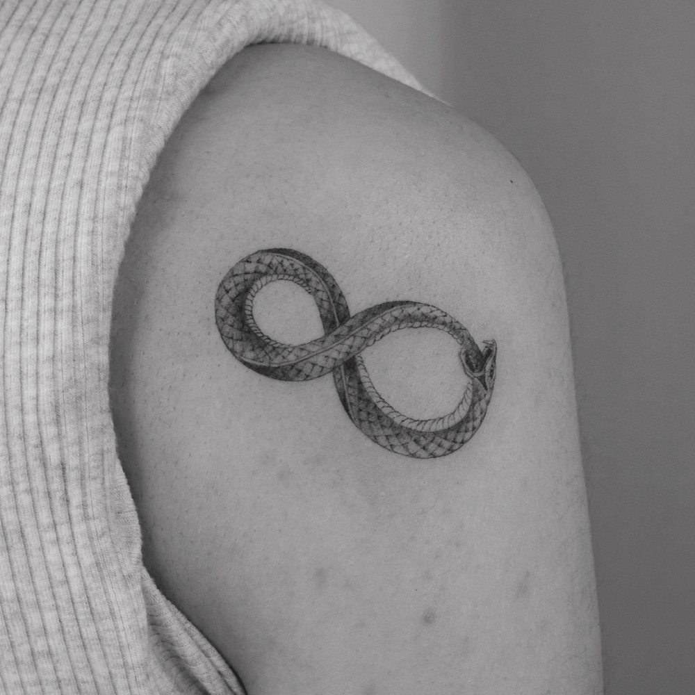 Infinity Snake Tattoo Source @by2ink via Instagram