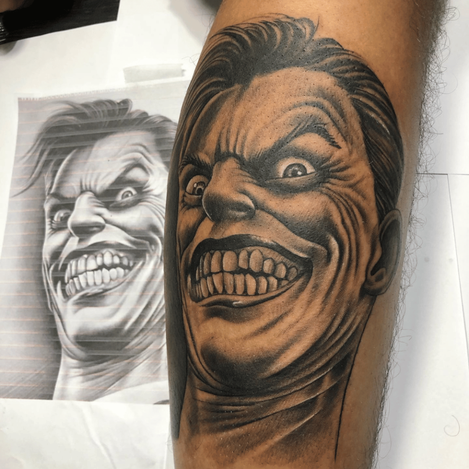 Laughing Joker Tattoo Source @divinyainkzone via Instagram