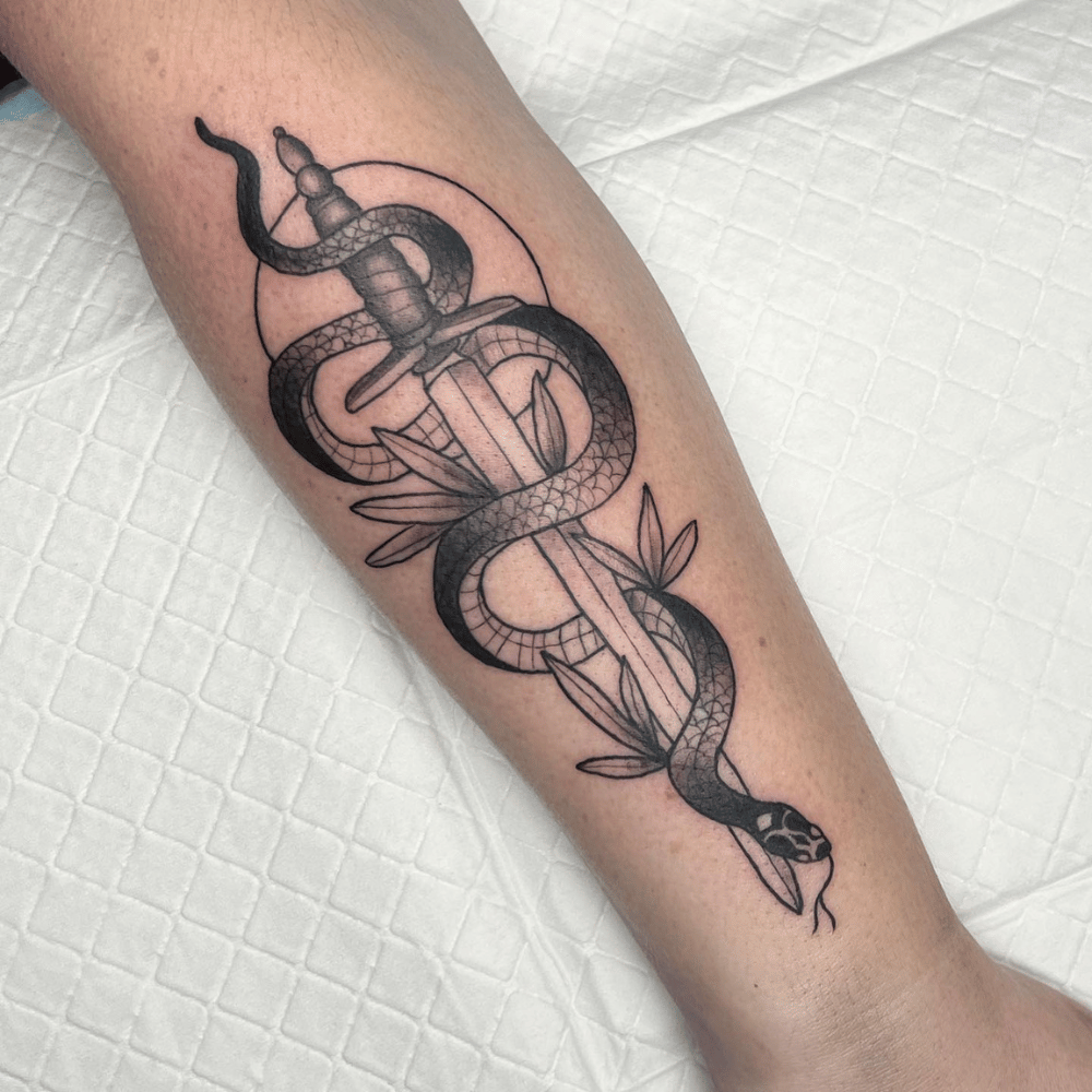 Snake And Sword Tattoo Mean Source hanntats via Instagram
