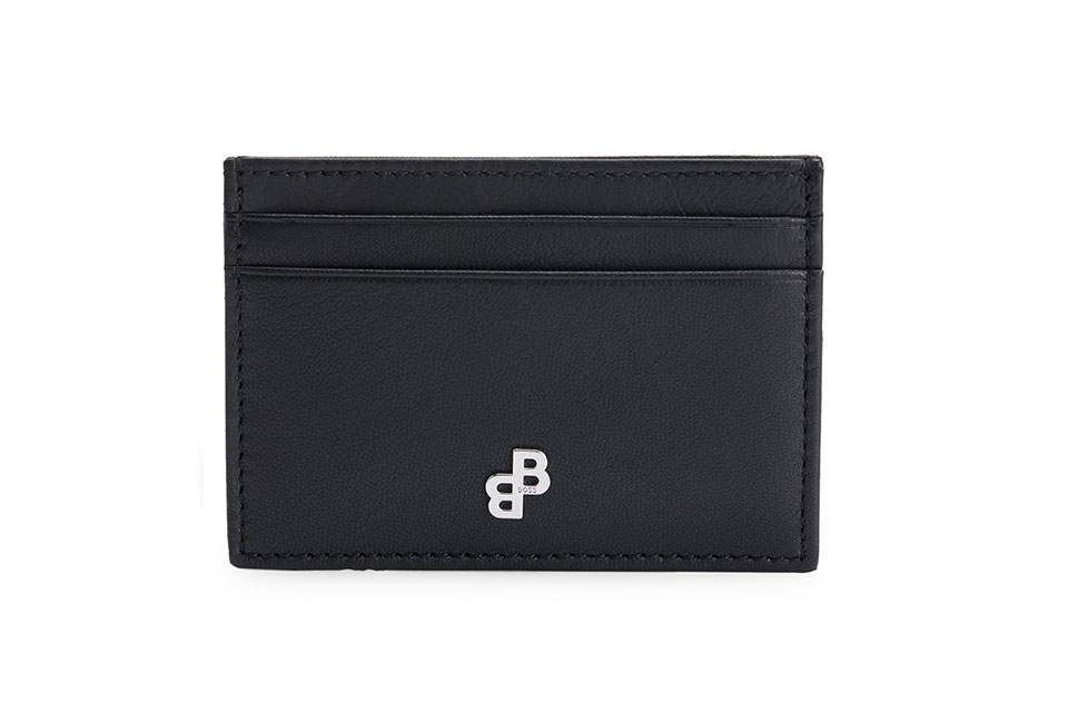 An alternative luxury option three staff members agreed on Boss Matte-Leather Card Holder with Monogram Hardware Trim