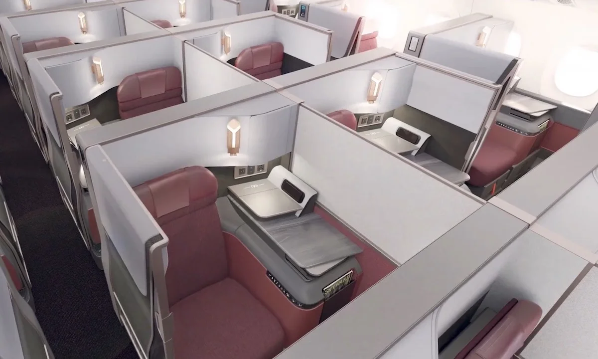JAL's new business-class cabin from above.
