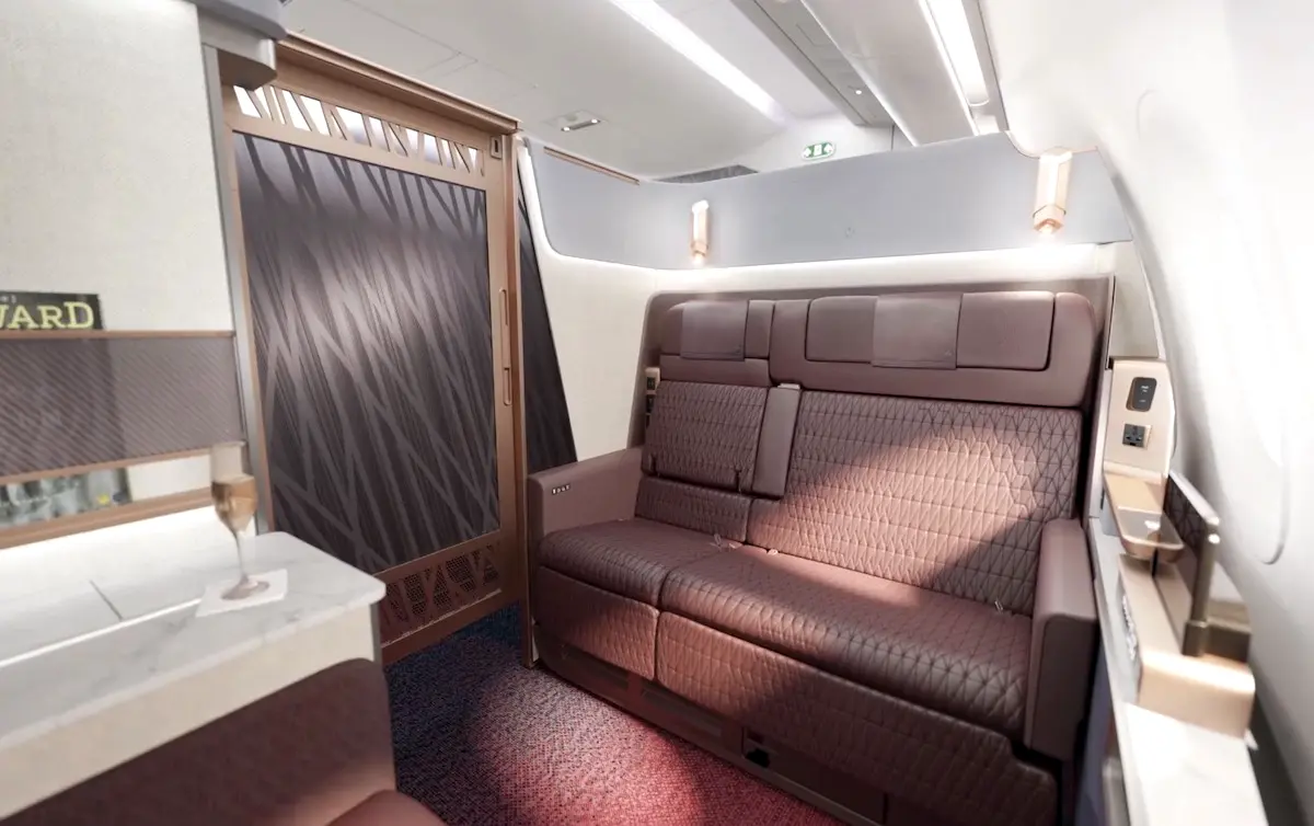 JAL's new first-class cabin.