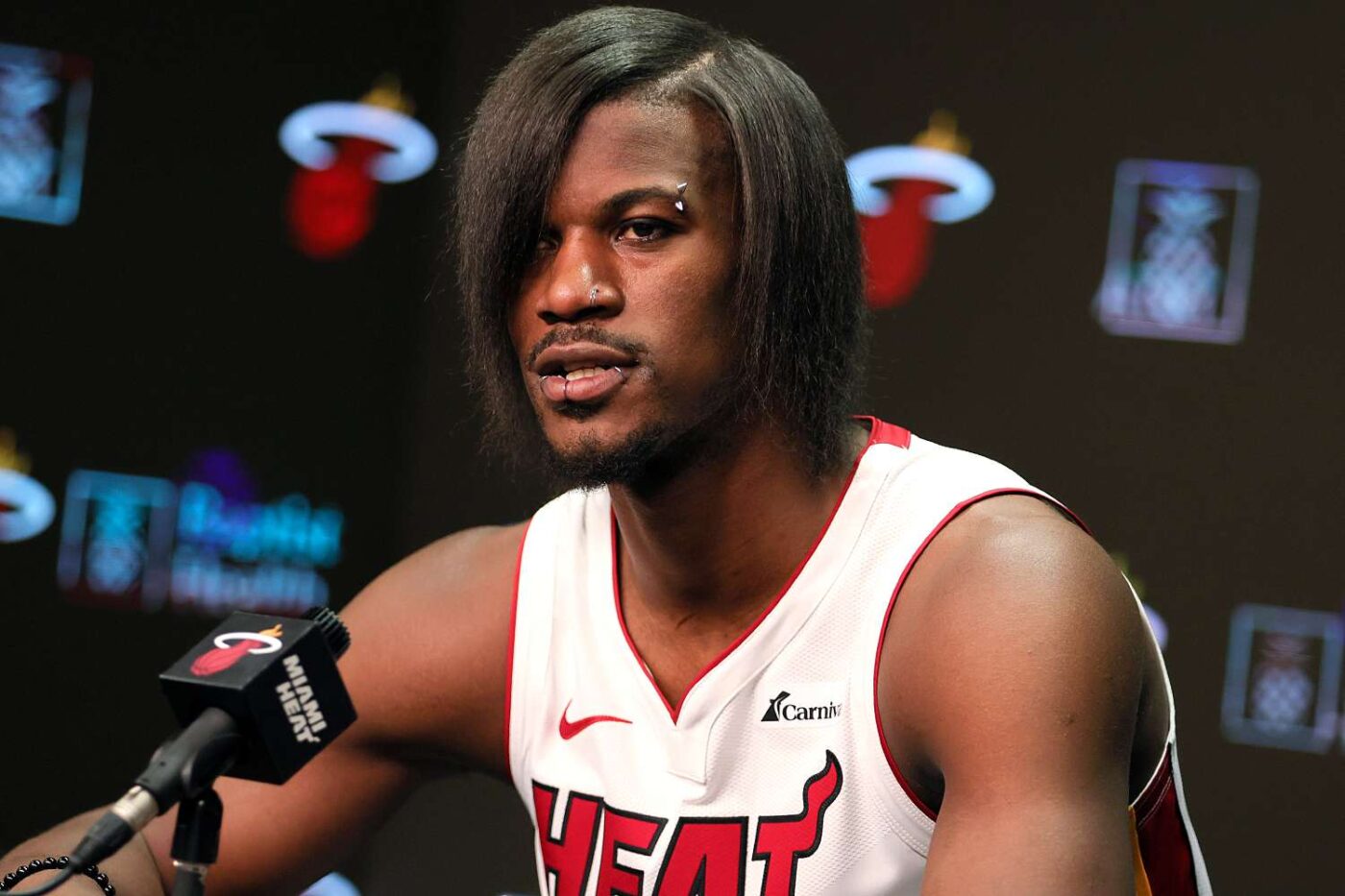 NBA’s Jimmy Butler Debuts Hilarious New Look For Miami Heat Media Day