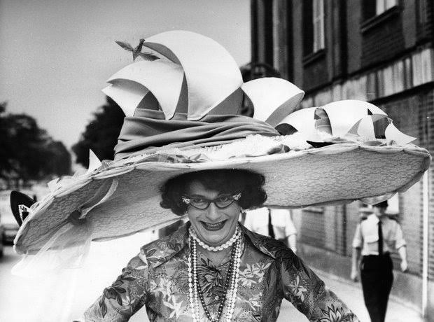 Barry Humphries as Dame Edna Everage wearing an Opera House hat. Image: PBS 