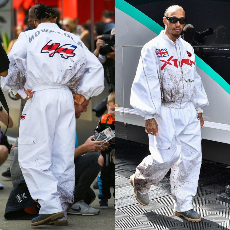 Lewis Hamilton wears custom Mowalola outfit at British Grand Prix