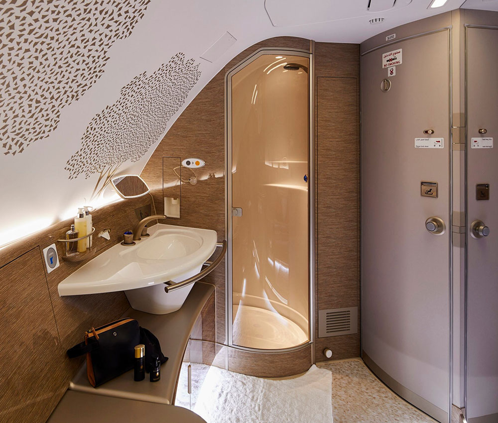 Showers in First Class - Emirates via thenationalnews.com